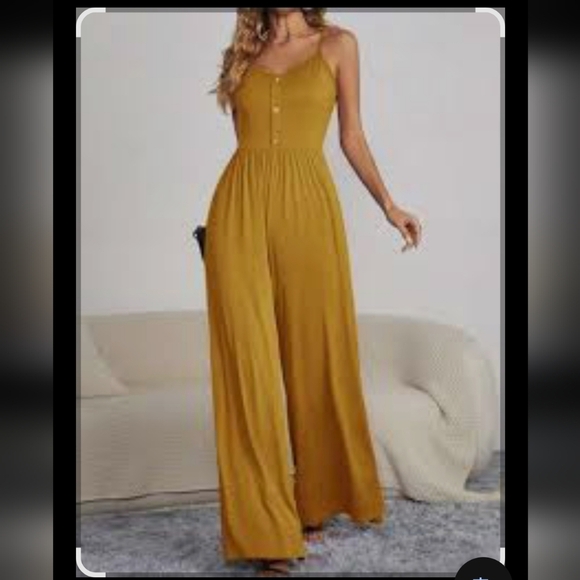 SHEIN Yellow Wide Leg Pants with Elegant Flow - Picture 1 of 3